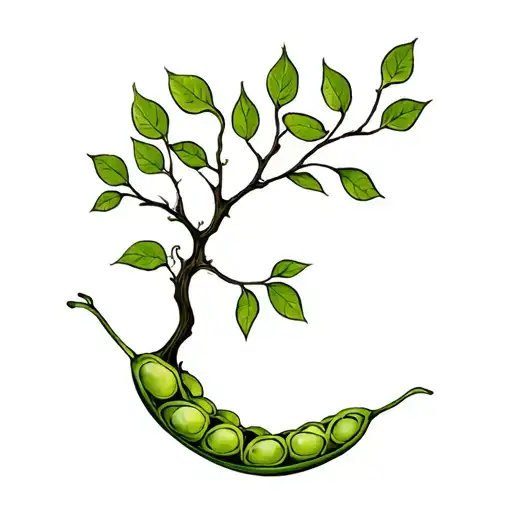 Pea Pod With Tree Growing Out Of It