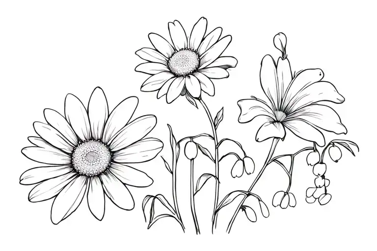 2 Daisies 2 Chrysanthemum 1 Lily Of The Valley Flowers