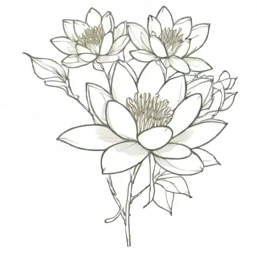 Water Lilly Flower And Honeysuckle Flowers