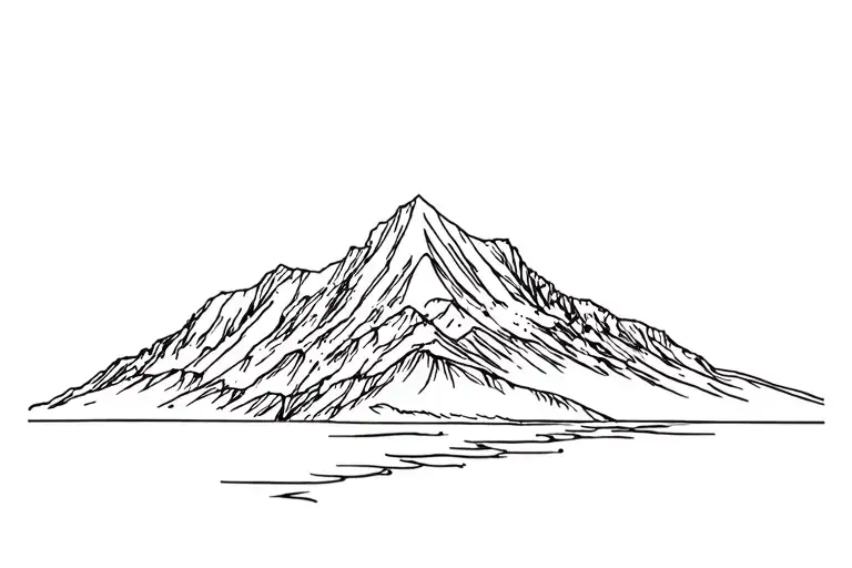 Table Mountain In South Africa Outlined