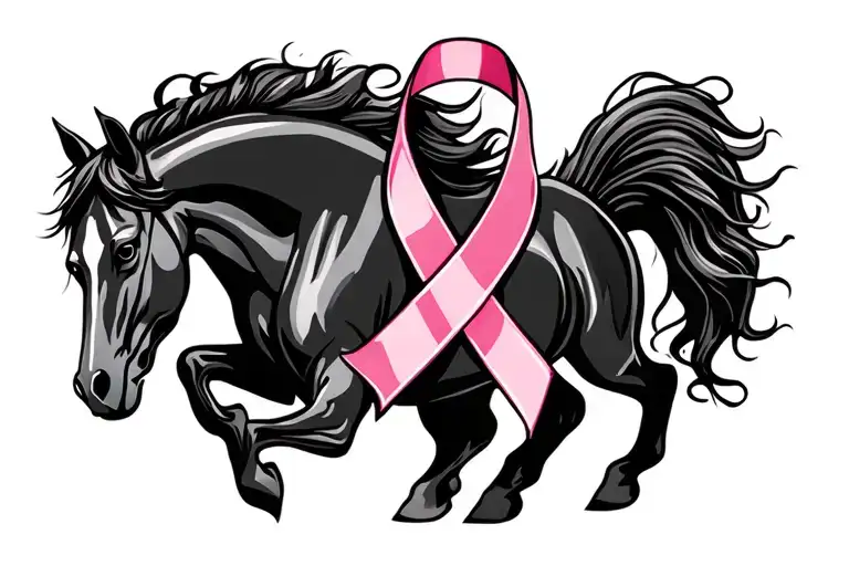 Cancer Awareness Ribbon Bucking Horse