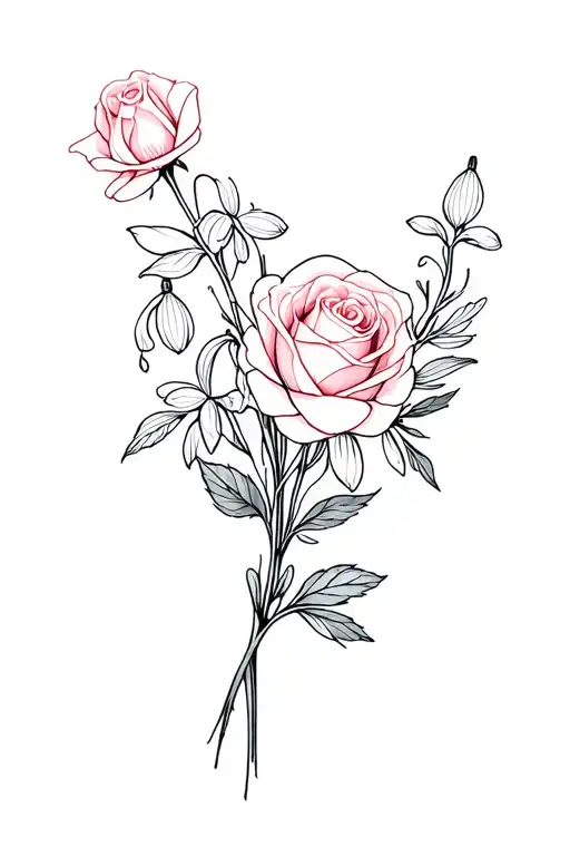 Bouquet Of Roses And Snowdrop Flowers