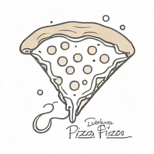 A Minimalist Tattoo Of A Pizza Slice With Musical Notes As Toppings