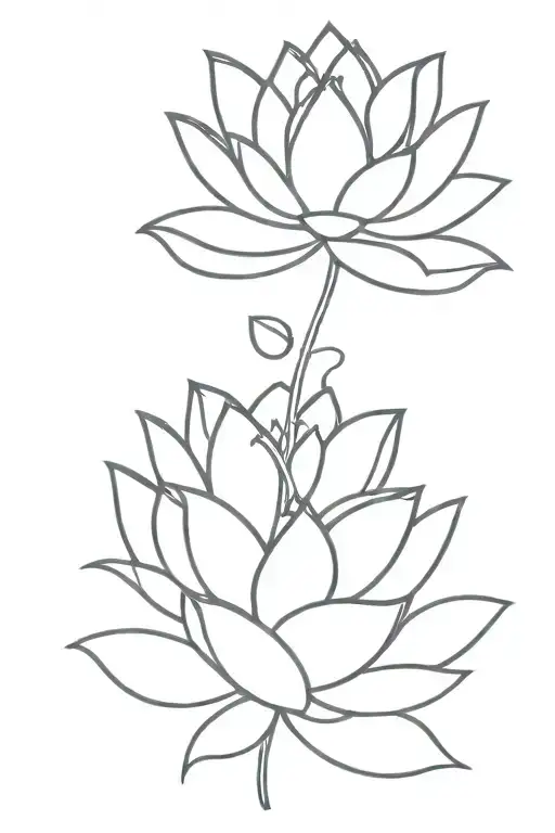 One Minimalist Lotus Flower Drawinv