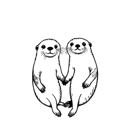 Simple Sea Otters Holding Hands