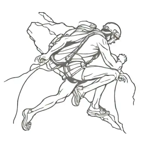 Silloute Of A Rock Climber Reaching