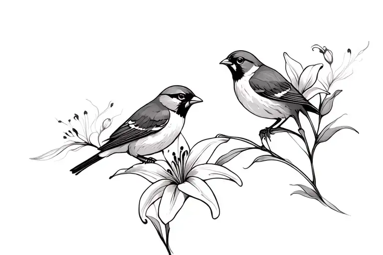 Sparrows And Lillies