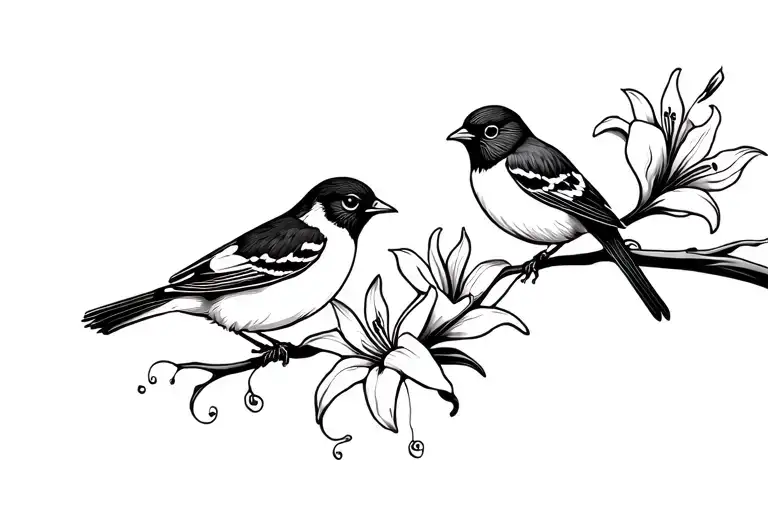 Sparrows And Lillies