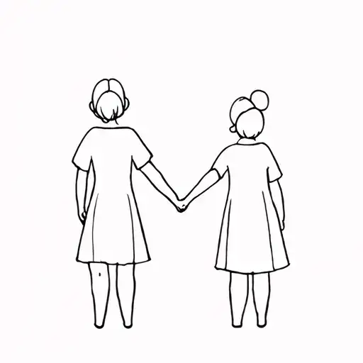 Mother And Child Holding Hands From Behind