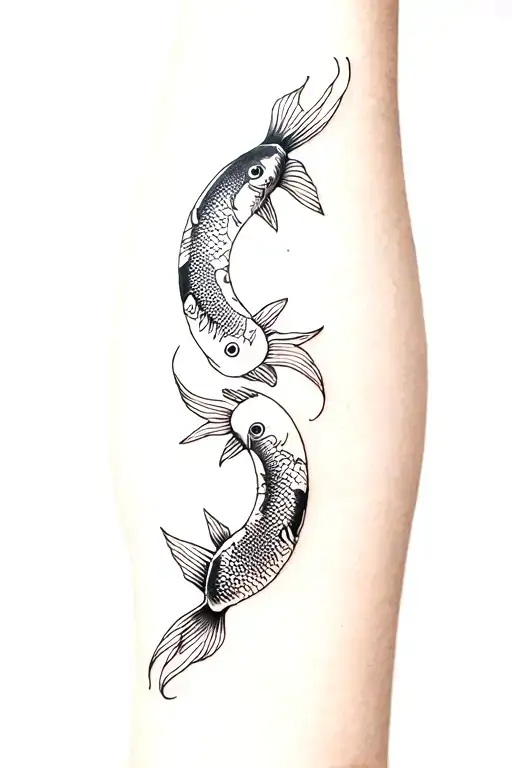 Moon And 2 Koi Fish