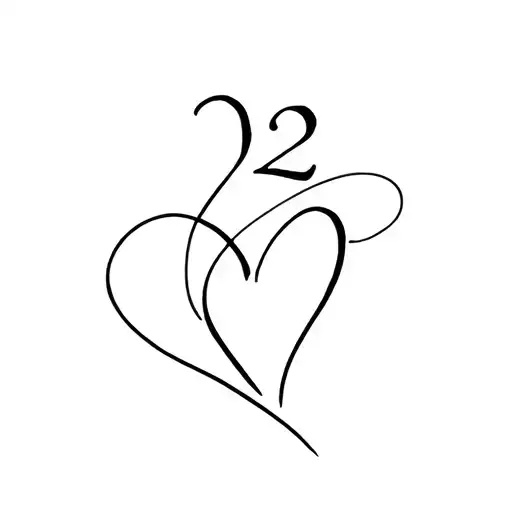 Heart And Number 22 Combined