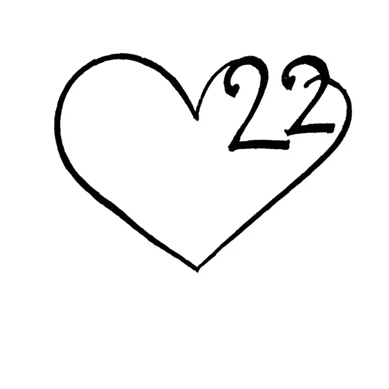 Heart And Number 22 Combined