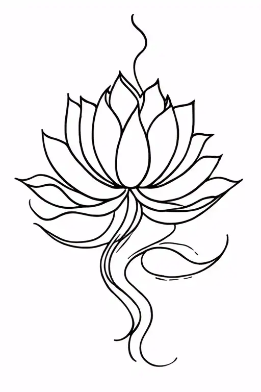 Veritcal Wavy Lines Incorporating A Lotus Flower