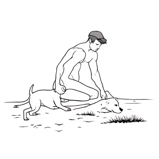 A Man Playing With A Dog On The Beach