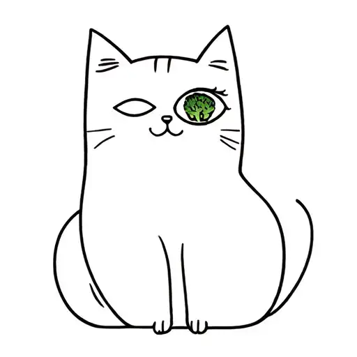 One Eye Broccoli Cat Sitting