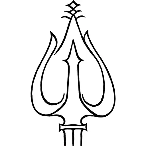 Trishul Trident With Om Handle No Background Black