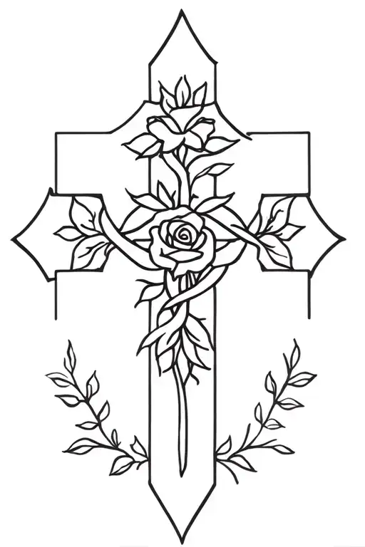 Orthodox Cross With Roses Intertwined