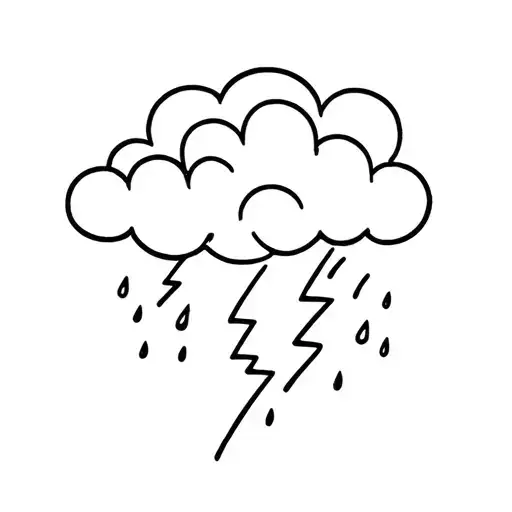 Cloud Storm With Lightning And Rain Cloud