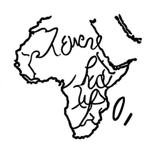 Map Of Africa Outline With Kenya Cursive Across Middle