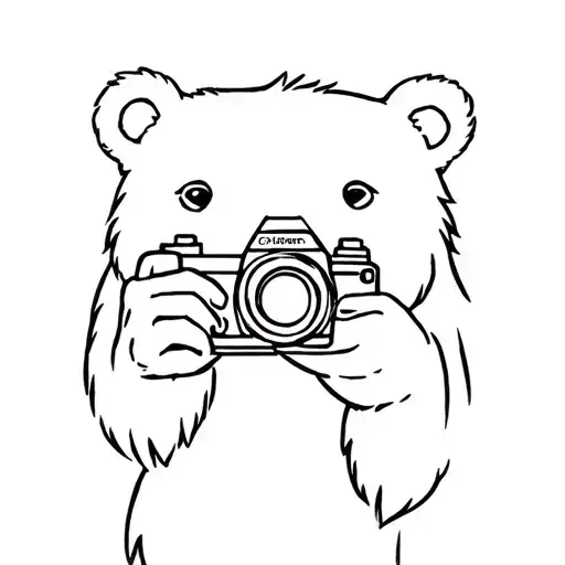 The Long Lake Bear Holding A Film Or Digital Camera