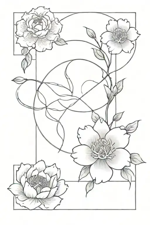 Japanese Flowers And Japanese Amulet