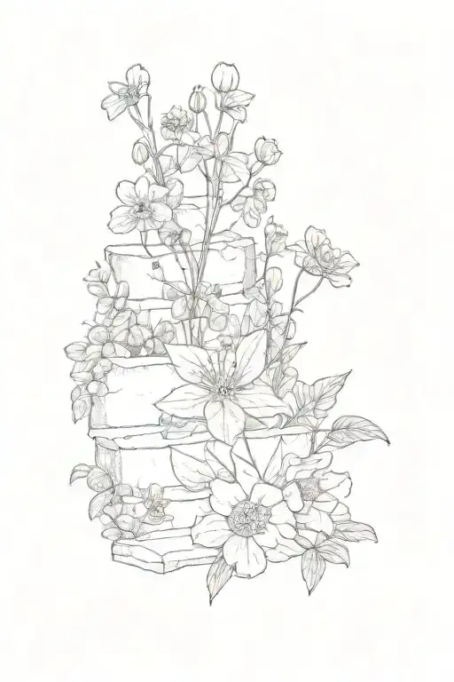 A Wildflower Growing Out Of Concrete Stair Way