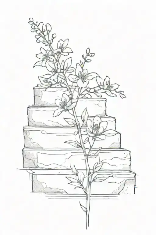 A Singular Dainty Wildflower Growing Out Of Concrete Stair Way