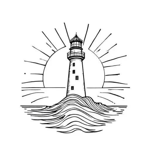 Sun Wave Lighthouse Standing Tall Amidst