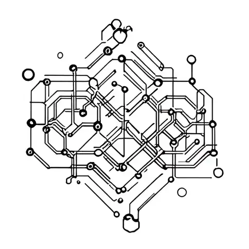 Caffeine Molecule Structure With Circuit Board Patterns