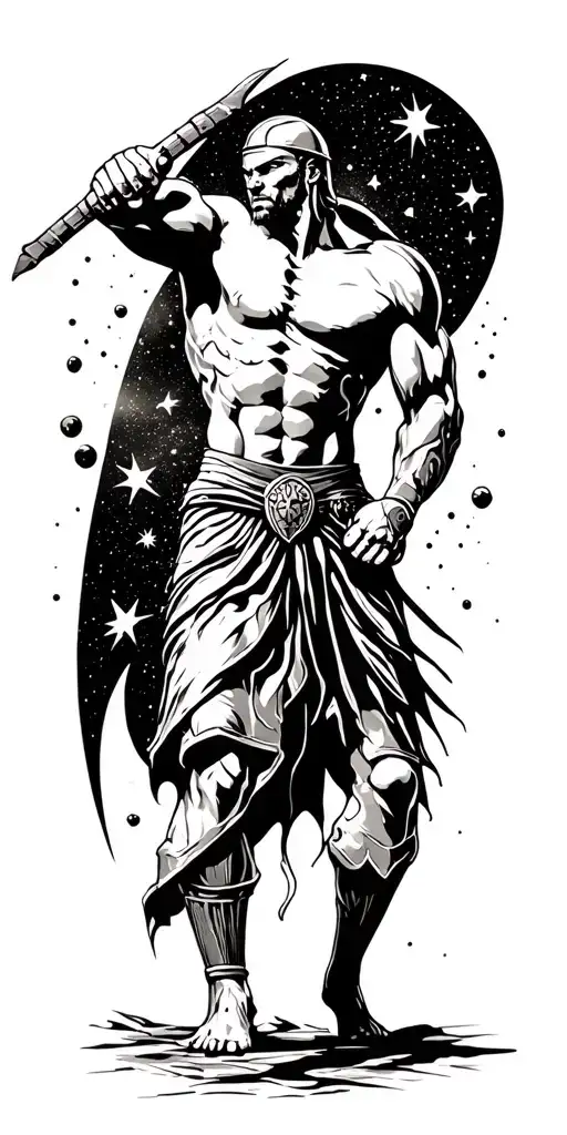 A Gladiator Fighting In The Middle Of The Universe