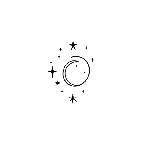 Simple Moon With Some Star Decor