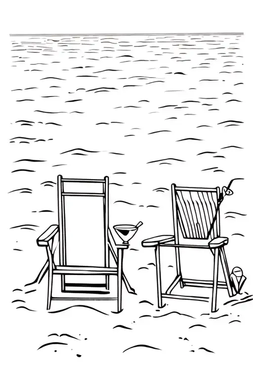 Two Beach Chairs On The Sand With A Margarita Cocktails