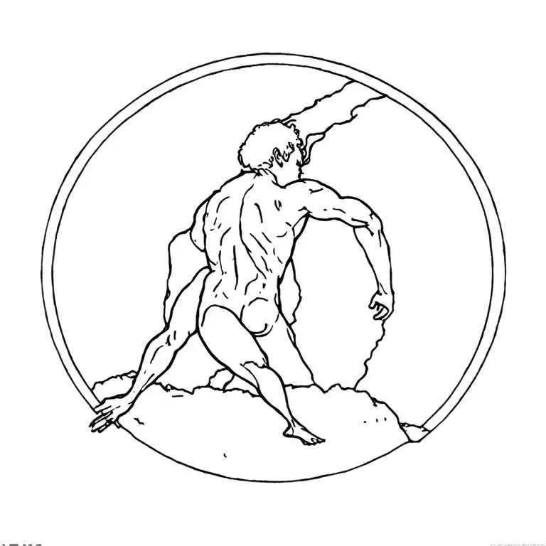 Back Tattoo Sysiphus Pushing Rock