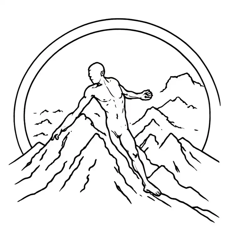 Sysiphus Pushing Rock Up A Mountain