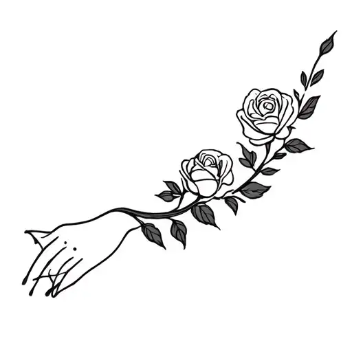 Red Roses With Black Leaves For The Arm