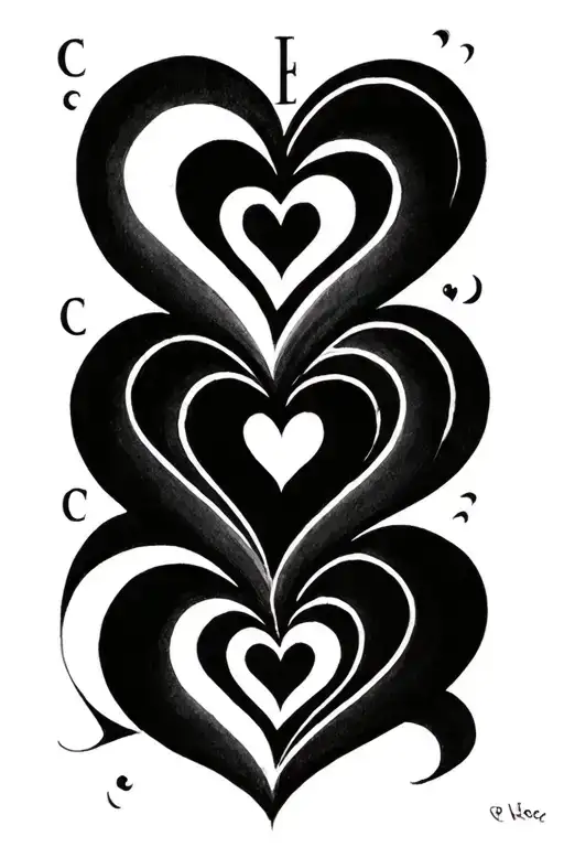 Hearts With I Itials J C E E