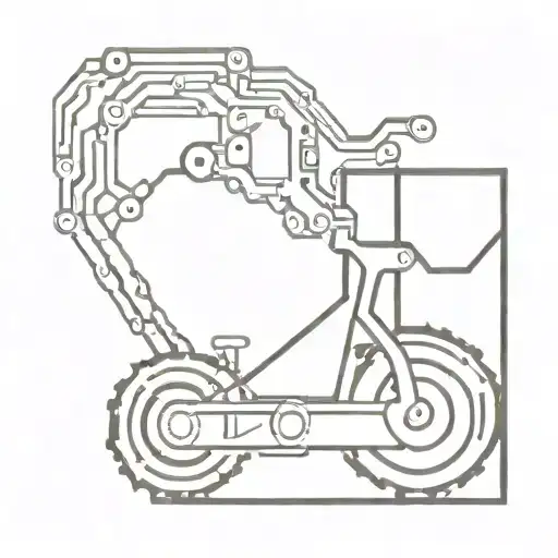 A Minimalist Design Of A Sleek Computer Motherboard Incorporated Into A Bicycle Chain