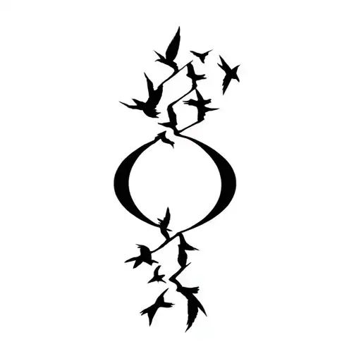 Broken Infinite Symbol With Birds Flying Out