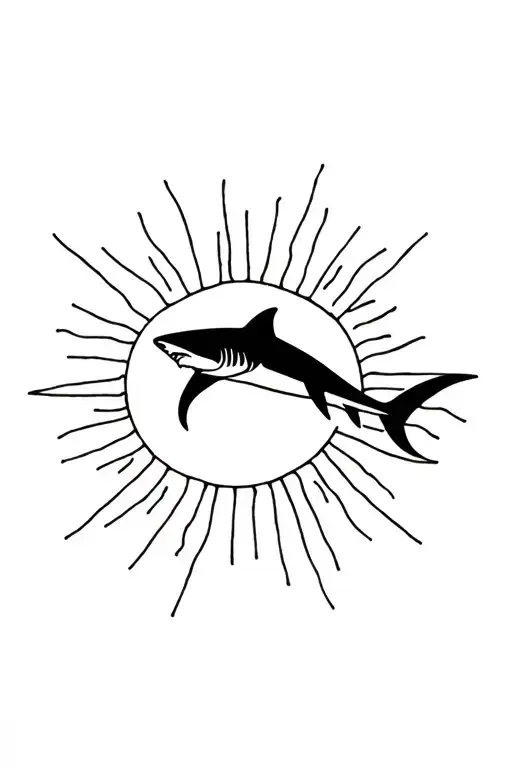 Shark And Sun Femine Minimal Dainty