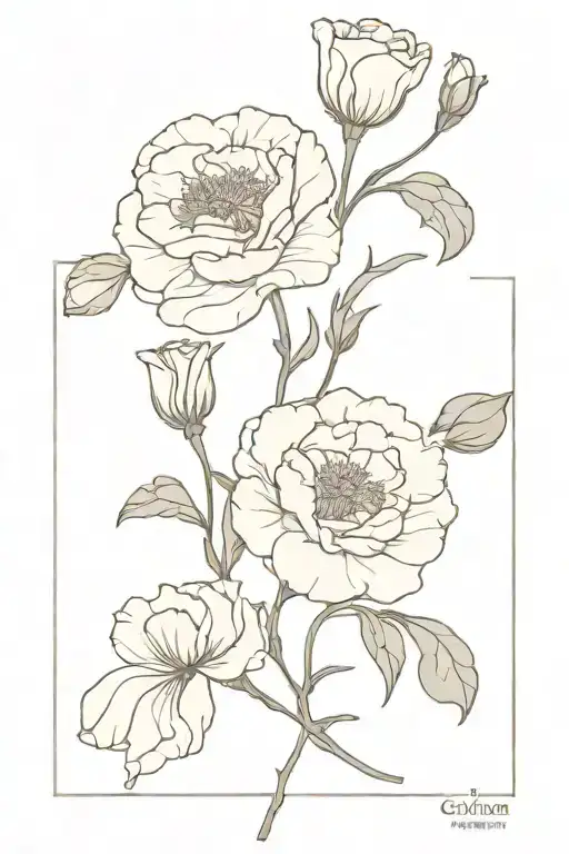 Carnation And Sweet Pea Birth Flowers Intertwined