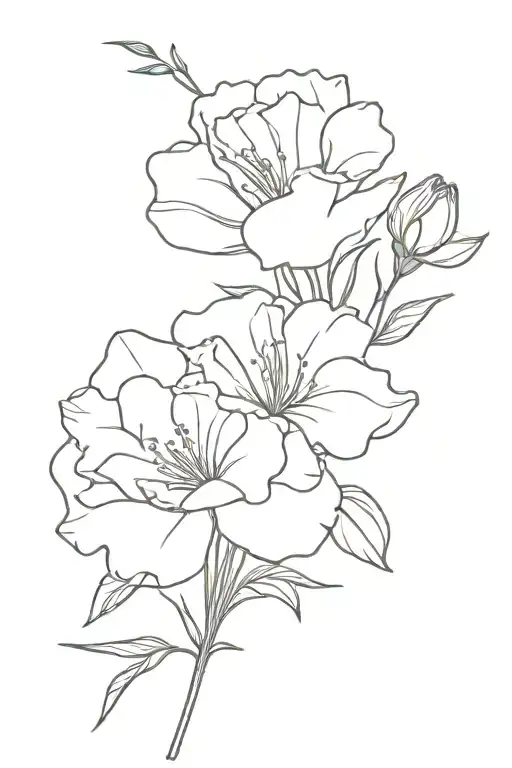 Carnation And Sweet Pea Bouquet Fine Line