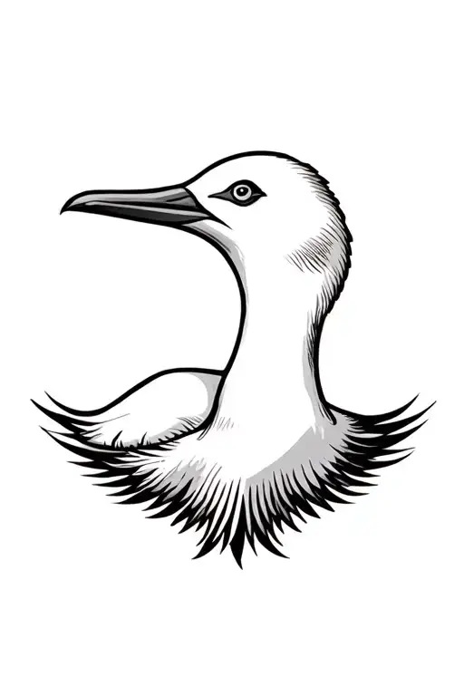 Albatross With Totem Style Tattoo Incorporating
