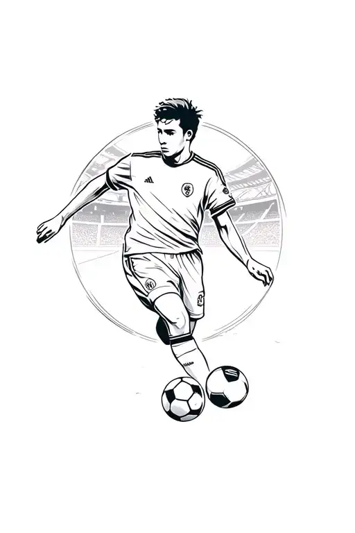 Soccer Player Kicking A Ball Surrounded By Stadium