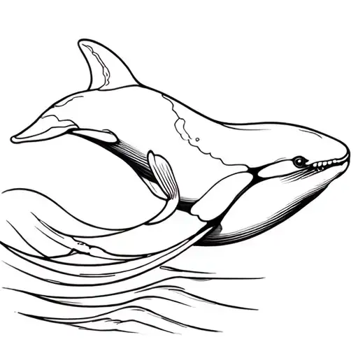 Killer Whale Swimming In Wave