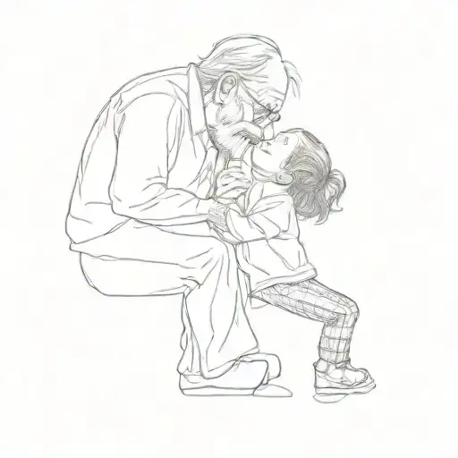 An Old Man Kissing A Little Girl