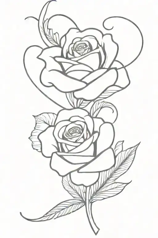 Feather With Rose Intertwined With Robbon Bow Tie