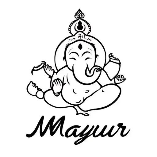 Mayur Name Hidden In Ganpati Design Featuring