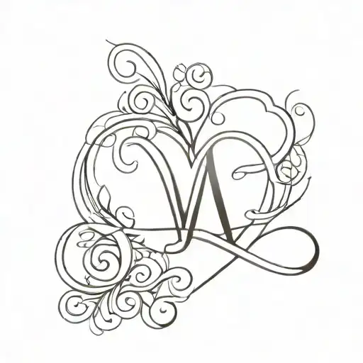 Heart With Infinity And Letter M Letter