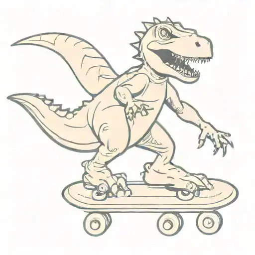 Dinosaur Riding Skateboard With A Jersey On A Chill