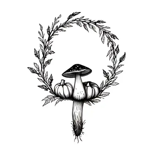 Mushroom And Pumpkin Wreath